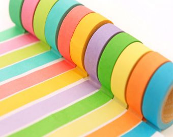 5Pcs Colourful packing tape 3m transparent tape paper Rainbow Sticky Paper Masking Adhesive Decorative Tape Scrapbooking