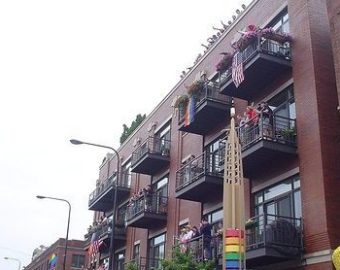 Boystown buildings with balconys
