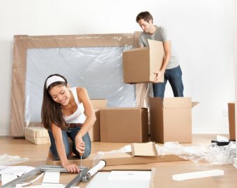 husband and wife using safe moving practices