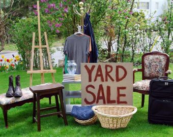Items for sale in a yard sale