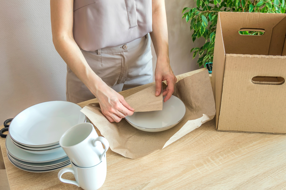 How to safely pack dishes for moving.