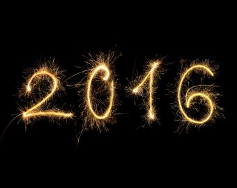 2016 spelled with fireworks