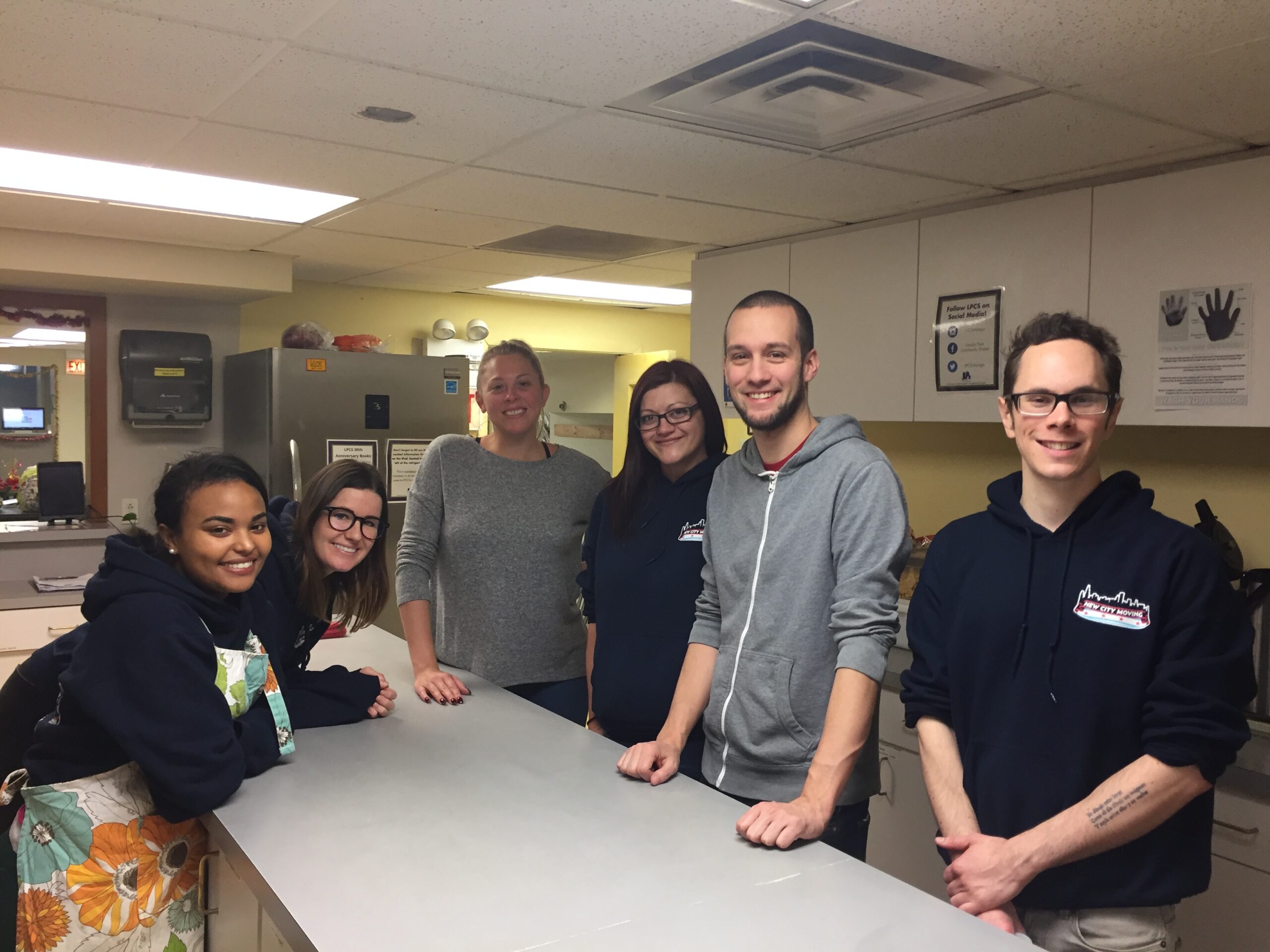 New City Moving employees at lincoln park shelter.