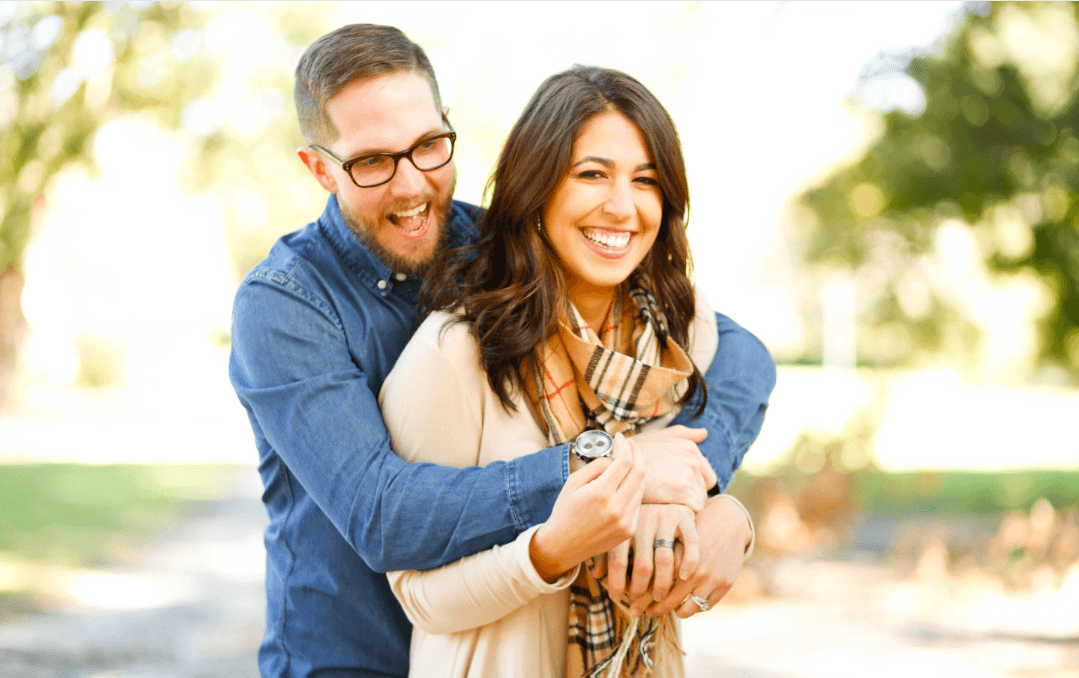 Happy couple moving in together.