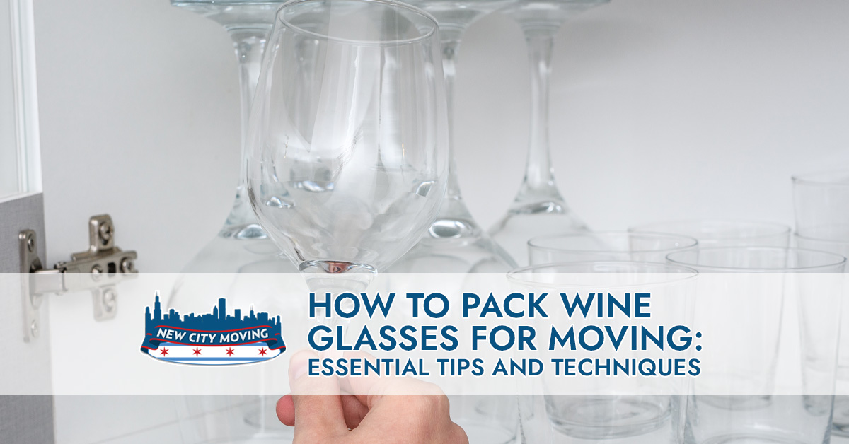 Wine glasses being readied for packing.
