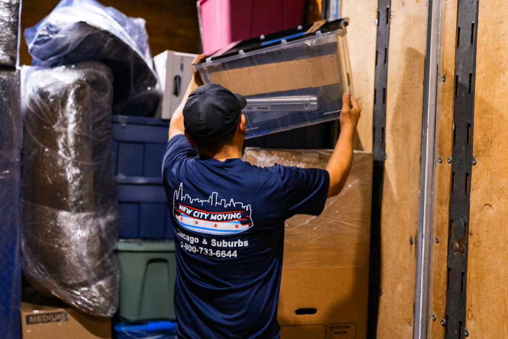 New city moving arranging items.