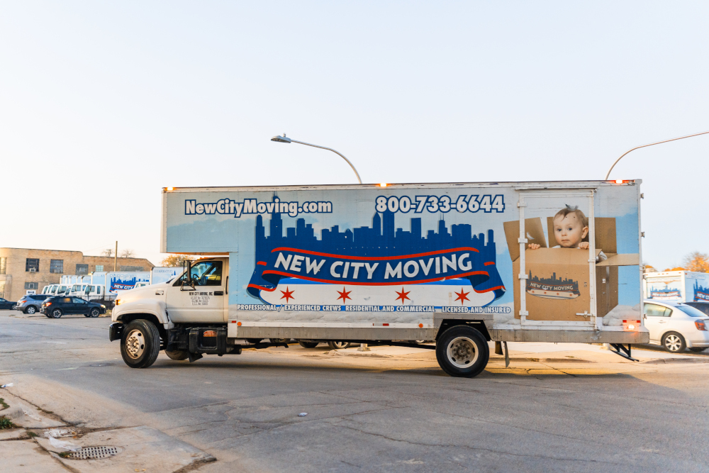 New city moving, moving truck.