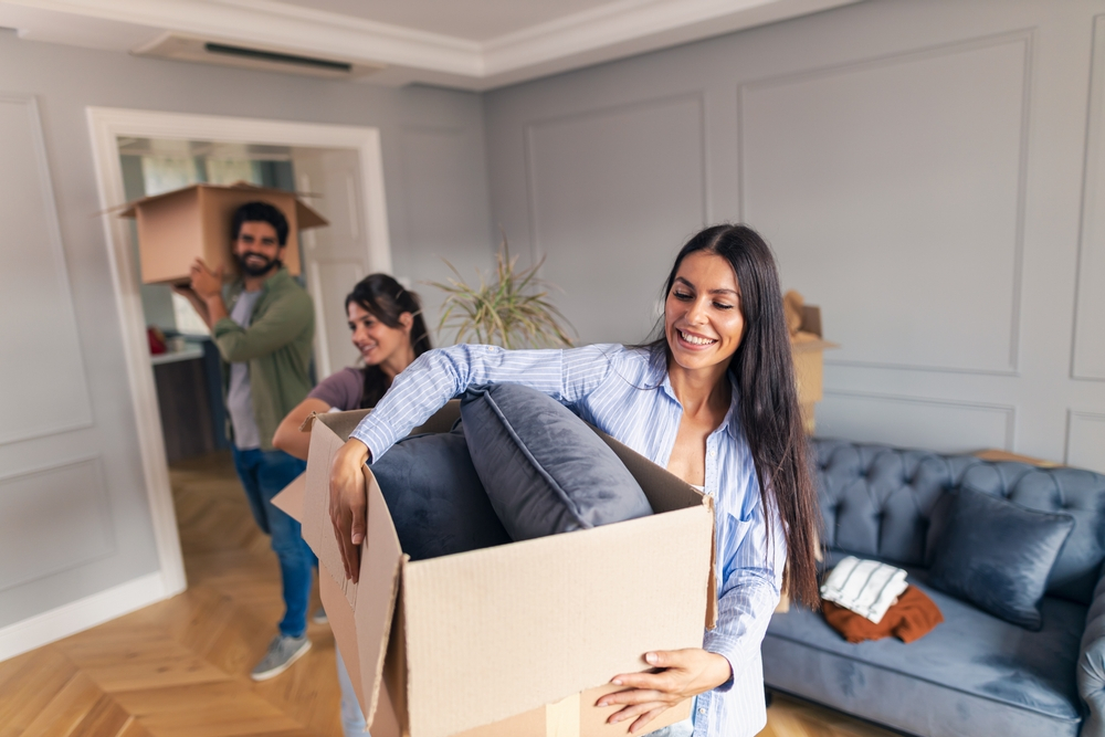 Packing pillows for moving.