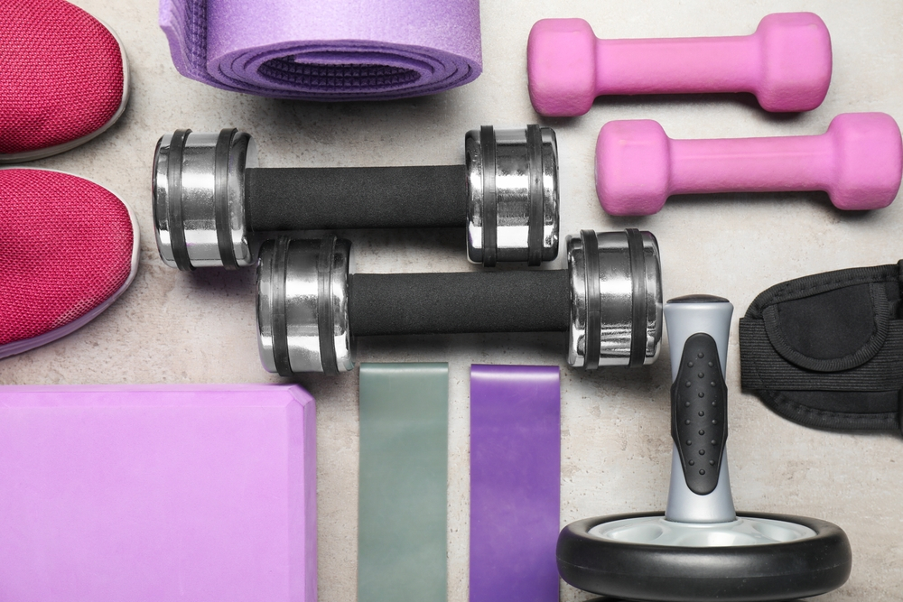 Packing weights and exercise equipment.