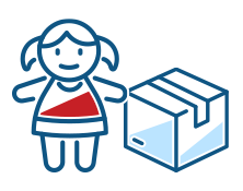 Moving with kids icon.